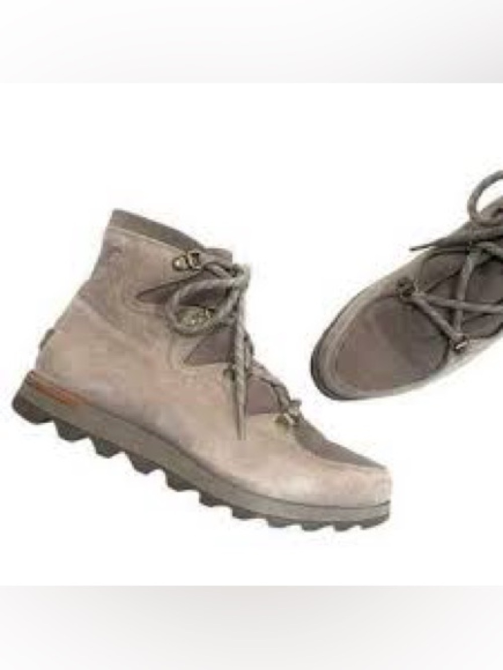 SOREL Sneakchic Alpine Ankle Booties/Boots - Kettle/Gray Suede/Leather Lace Up